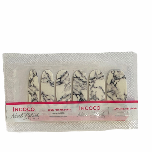 InCoCo Nail Polish Strips Stone Cold Black & White MARBLE Retired - Picture 1 of 5